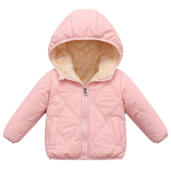 LAVIQK 1-7 Years Baby Boys Girls Toddlers Winter Coats Puffer Jacket with Removable Fur Hooded Down Snow Jacket Warm Fleece Coat Outerwear