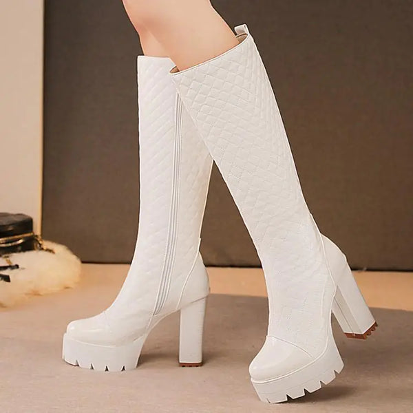 Mid-Tube Plus Velvet High Heel Women's Shoes