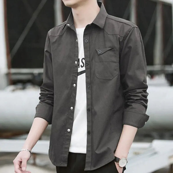 Men's Casual Loose Long Sleeve Work Shirt Jacket