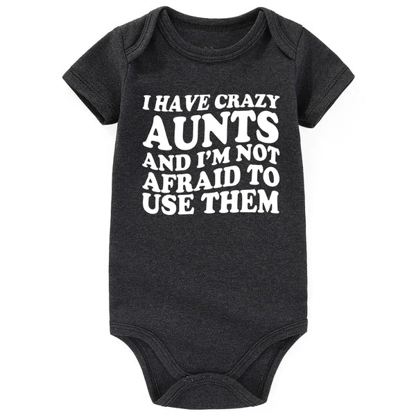 BESDEAR I Have Crazy Aunts Best Auntie baby clothes boy girl Aunties Bestie Baby Clothes Girl Outfits Baby Bodysuits Gifts Gray 3-6 months