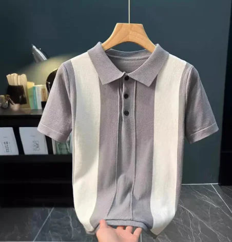 Trendy Slim Ice Silk Polo Shirt for Men