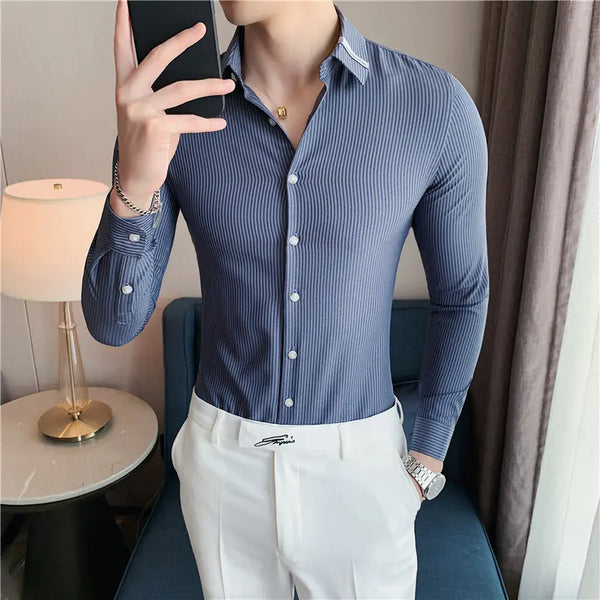 2022 Men's Stylish Slim Fit Checkered Dress Shirt