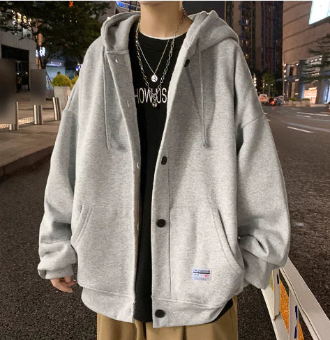 Men's Casual Hooded Jacket - Loose Baseball Coat