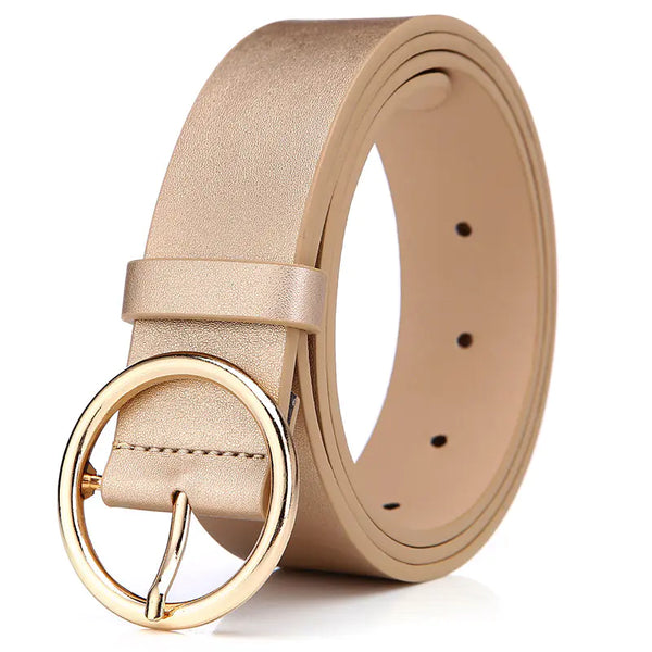 Round Belt Women's PU Leather with Pin Buckle