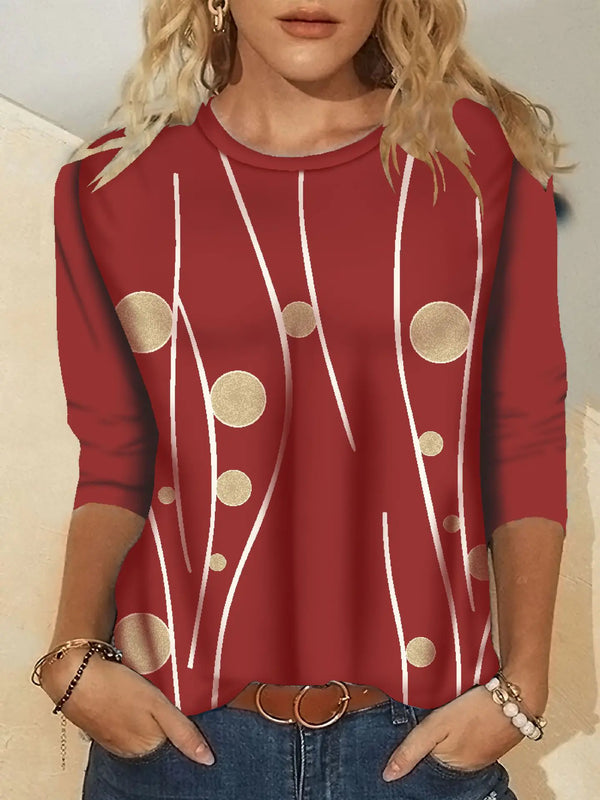 Women's Fashion Printed Long Sleeve Crew Neck T-Shirt