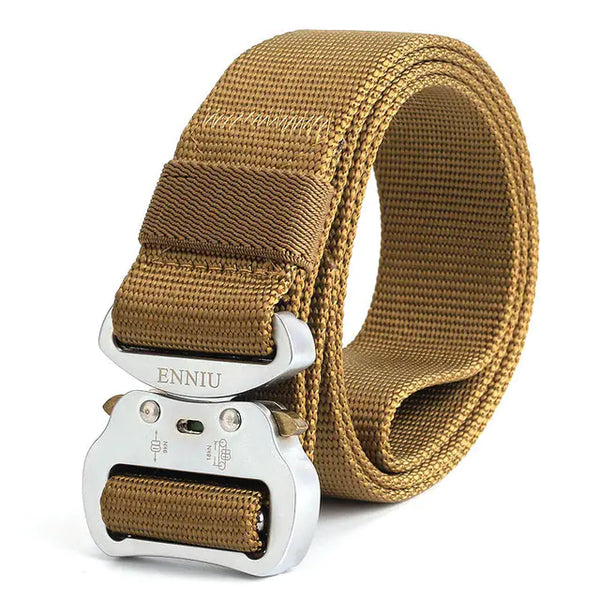 Tactical Men's Belt with Aluminum Buckle and Nylon Strap