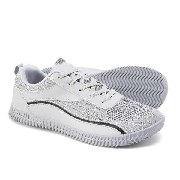 HPK Wide Toe Box Shoes for Men Extra Wide Width Sneakers Minimalist Barefoot Shoes Trail-Running Zero-Drop Walking Gym Cross Trainer Shoes Light Grey 45