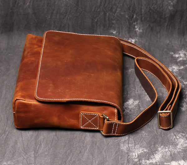 Vintage Handmade Men's Leather Crossbody Bag