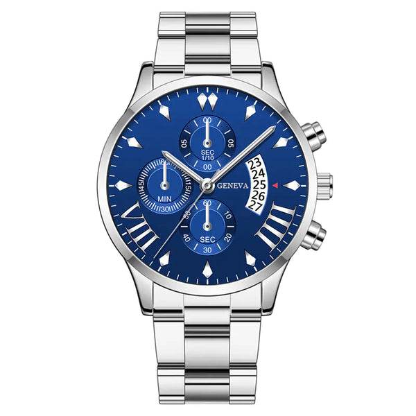 Fashion Calendar Quartz Men's Watch with Steel Band