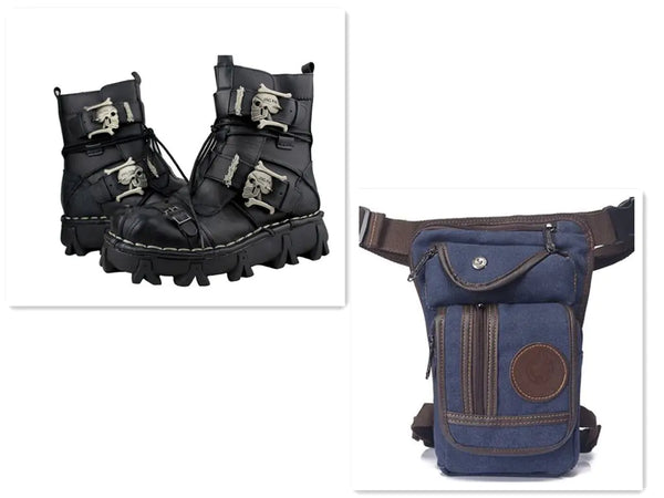 Men's Martin Boots with Leg Bag