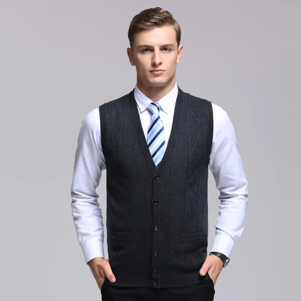 Men's Knitted Wool Vest for Middle-aged Sweaters