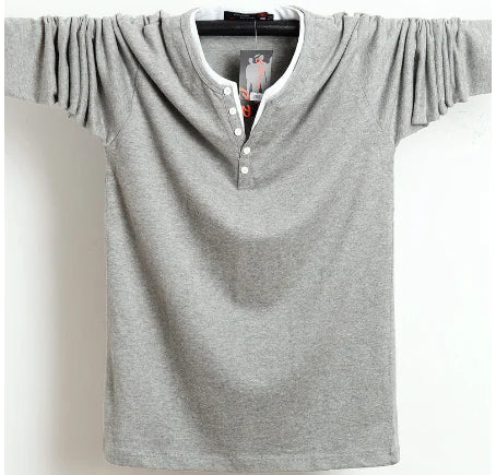 Plus Size Long Sleeve T-Shirt for Men - Korean Style
