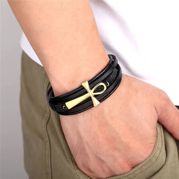 Multi-layer Braided Leather Bracelet for Men