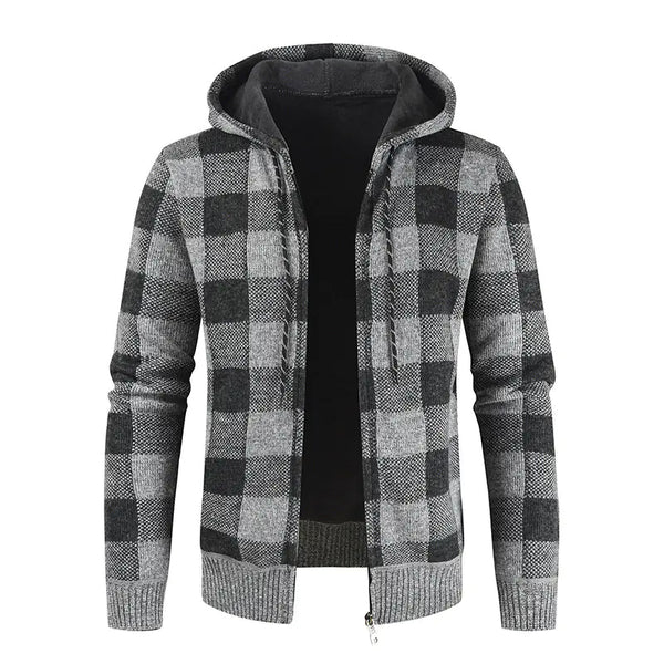 Men's Hooded Velvet Sweater Cardigan