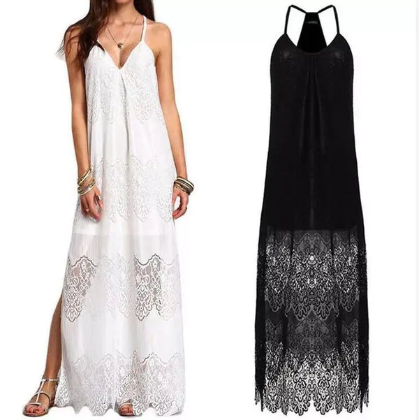 Summer Women's Lace V-Neck Spliced Dress (Beach Dress)