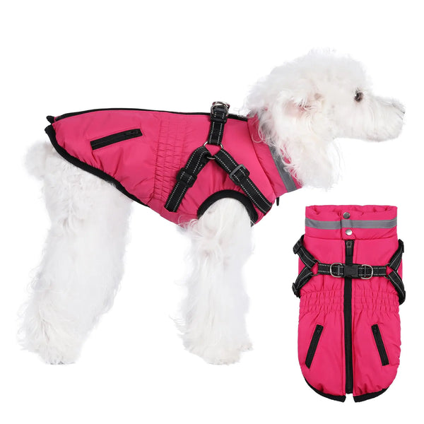 Norbi Dog Coats with Harness Warm Dog Coat Reflective Winter Dog Coats for Small Dogs Adjustable Dog Jacket Vest Dog Cold Weather Coats for Small Medium Dogs