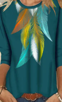 Women's Fashion Printed Long Sleeve Crew Neck T-Shirt