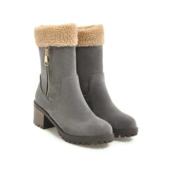 Winter New Suede High Heel Mid-Calf Women's Boots
