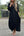 Deep V Cotton-Linen Dress, Long Sleeve Split Maxi Dress