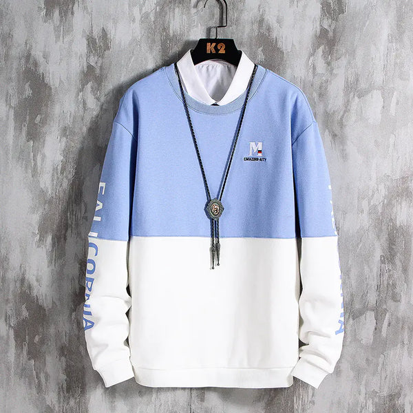 Fashion Long Sleeve Men's T-Shirt with Ribbed Cuffs