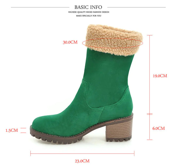 Winter New Suede High Heel Mid-Calf Women's Boots