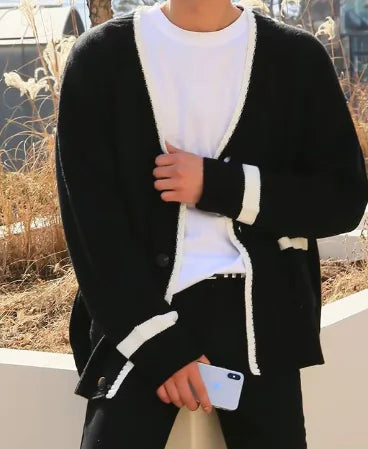 Men's Loose Knit Sweater Coat
