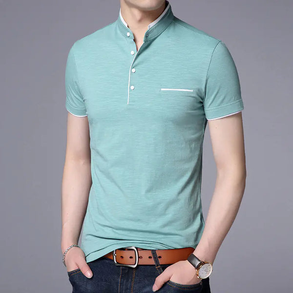 Men's Fashionable Solid Color Cotton Polo T-Shirt