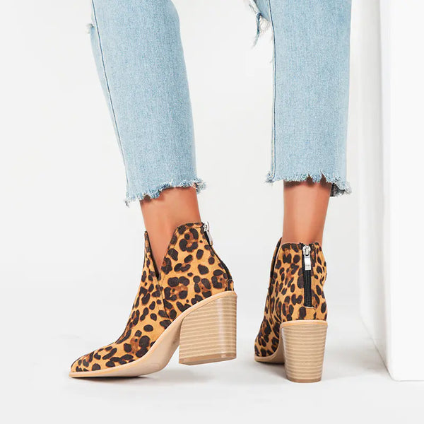 Leopard Chic Women's Heeled Booties