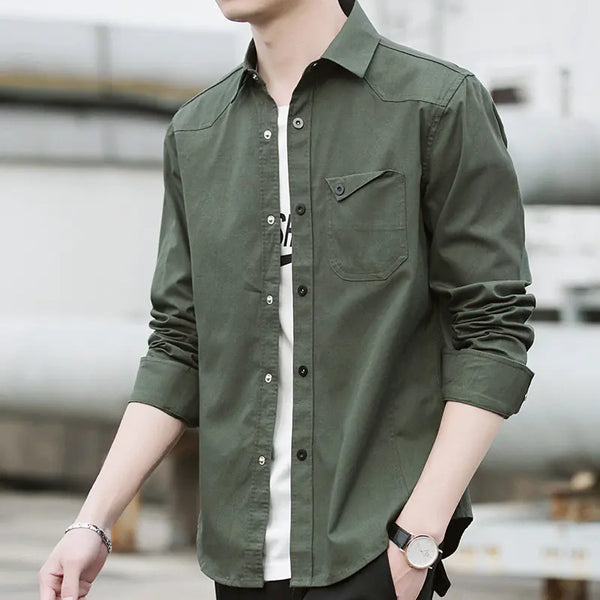 Men's Casual Loose Long Sleeve Work Shirt Jacket