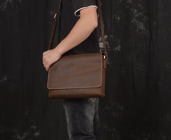 Vintage Handmade Men's Leather Crossbody Bag