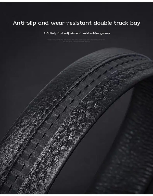 Men's Cowhide Leather Belt with Automatic Buckle