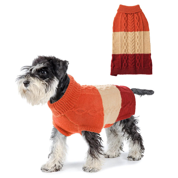 NACOCO Dog Sweater Color Block - Halloween Cat Knitted Clothes Pet Fashion Sweatshirt Soft Vest Thickening Winter Warm Knitwear Outfits Apparel for Small Medium Dog Puppy Kitten(Orange S)