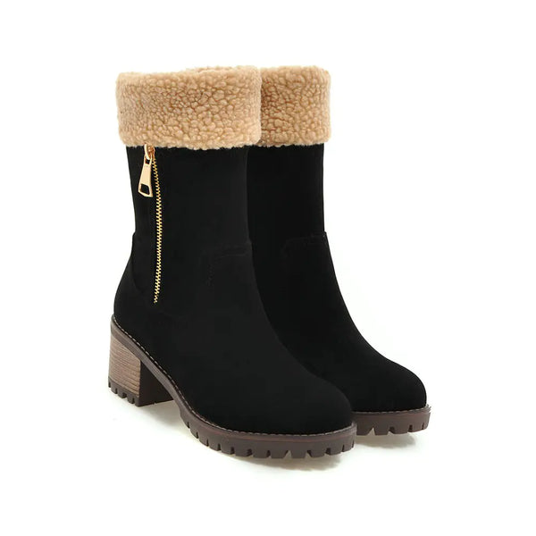 Winter New Suede High Heel Mid-Calf Women's Boots