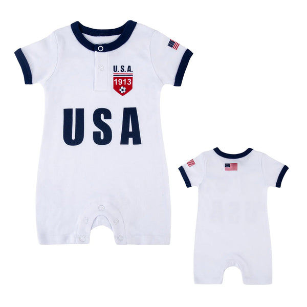 Cnins Sports Fan Baby Soccer Jersey USA Baby Romers for Boys Toddler US Soccer Clothes for Infant Girls (CN-USR112-18M)