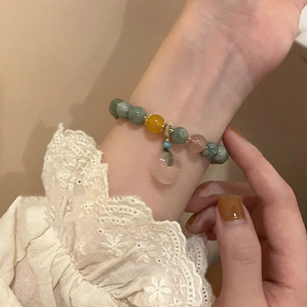Chinese Style Beaded Safety Buckle Bracelet for Women