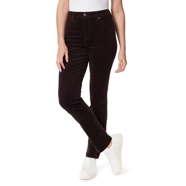 Gloria Vanderbilt Womens Amanda Corduroy Slim High Rise Pant Coffee Roast-ds 10 Petite