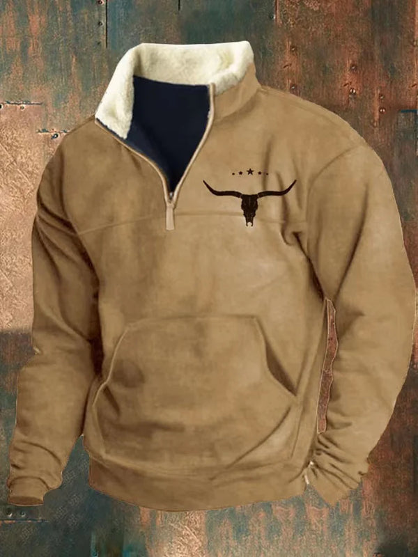 Men's Long Sleeve Half-Zip Printed Casual Shirt