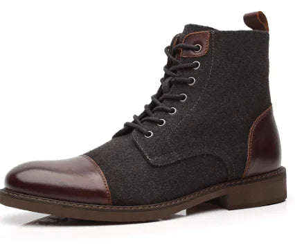 Round Toe Lace-up Low Ankle Boots