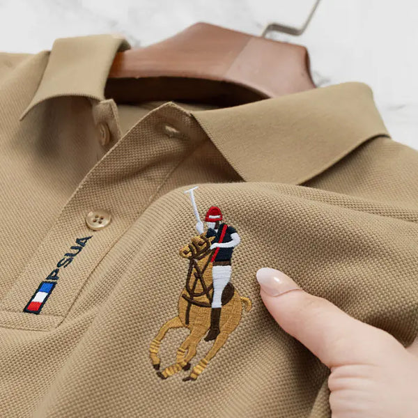 Men's Cotton Polo Shirt - Embroidered Short Sleeve Tee