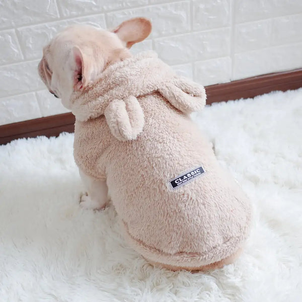 Bear Hooded Vest Coral Fleece for Schnauzer Pets