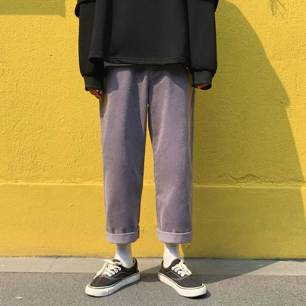 Men's Korean Style Corduroy Wide-Leg Casual Pants