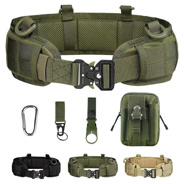 LAKABETE Tactical Battle Belt Utility Belt Men Tactical Belt Women Duty Belts Law Enforcement MIlitary Belt with Pouches (rainforest)