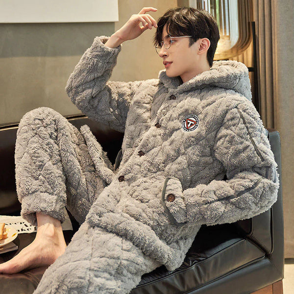 Thickened Plush Coral Velvet Pajamas for Men