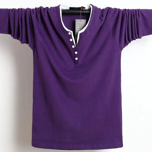 Plus Size Long Sleeve T-Shirt for Men - Korean Style