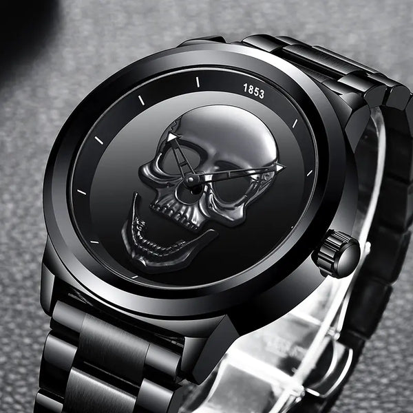 LIGE 3D Skull Watch for Men