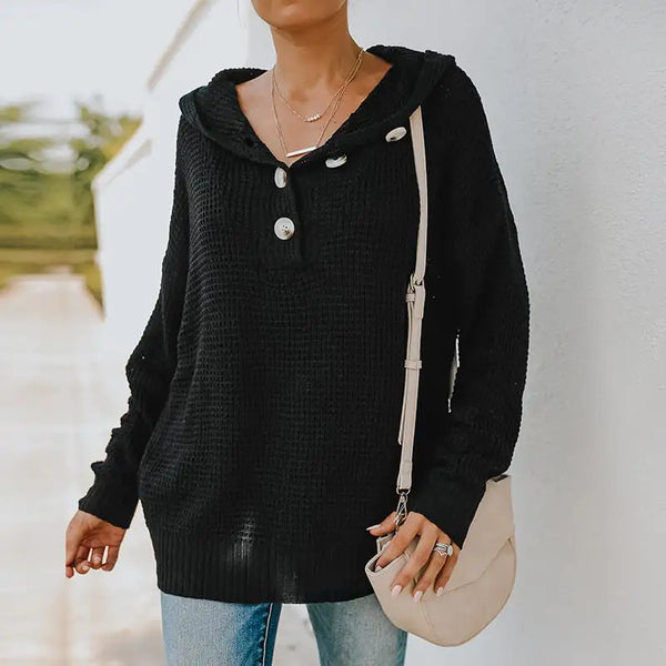 Women's V-neck Hooded Sweater T-shirt