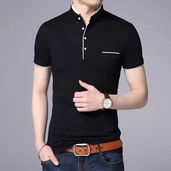 Men's Fashionable Solid Color Cotton Polo T-Shirt