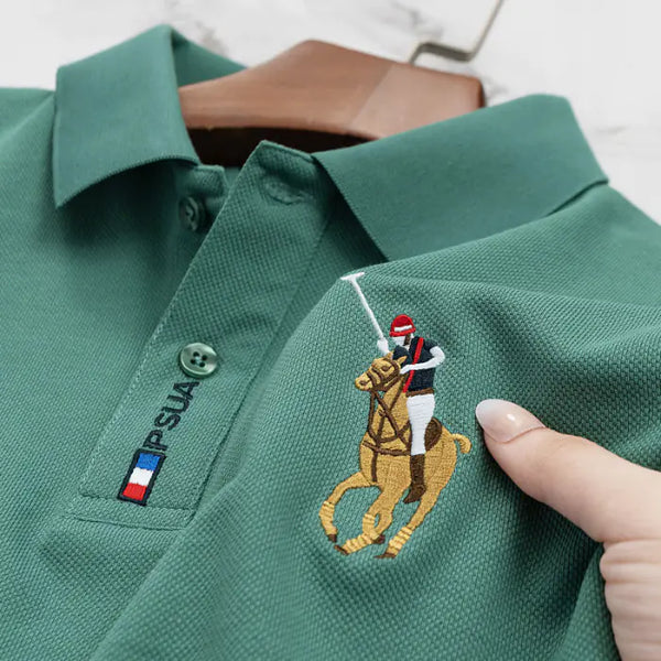 Men's Cotton Polo Shirt - Embroidered Short Sleeve Tee