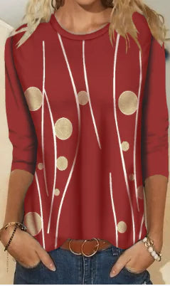 Women's Fashion Printed Long Sleeve Crew Neck T-Shirt