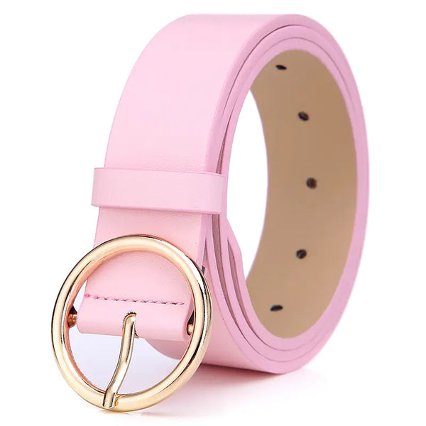 Round Belt Women's PU Leather with Pin Buckle